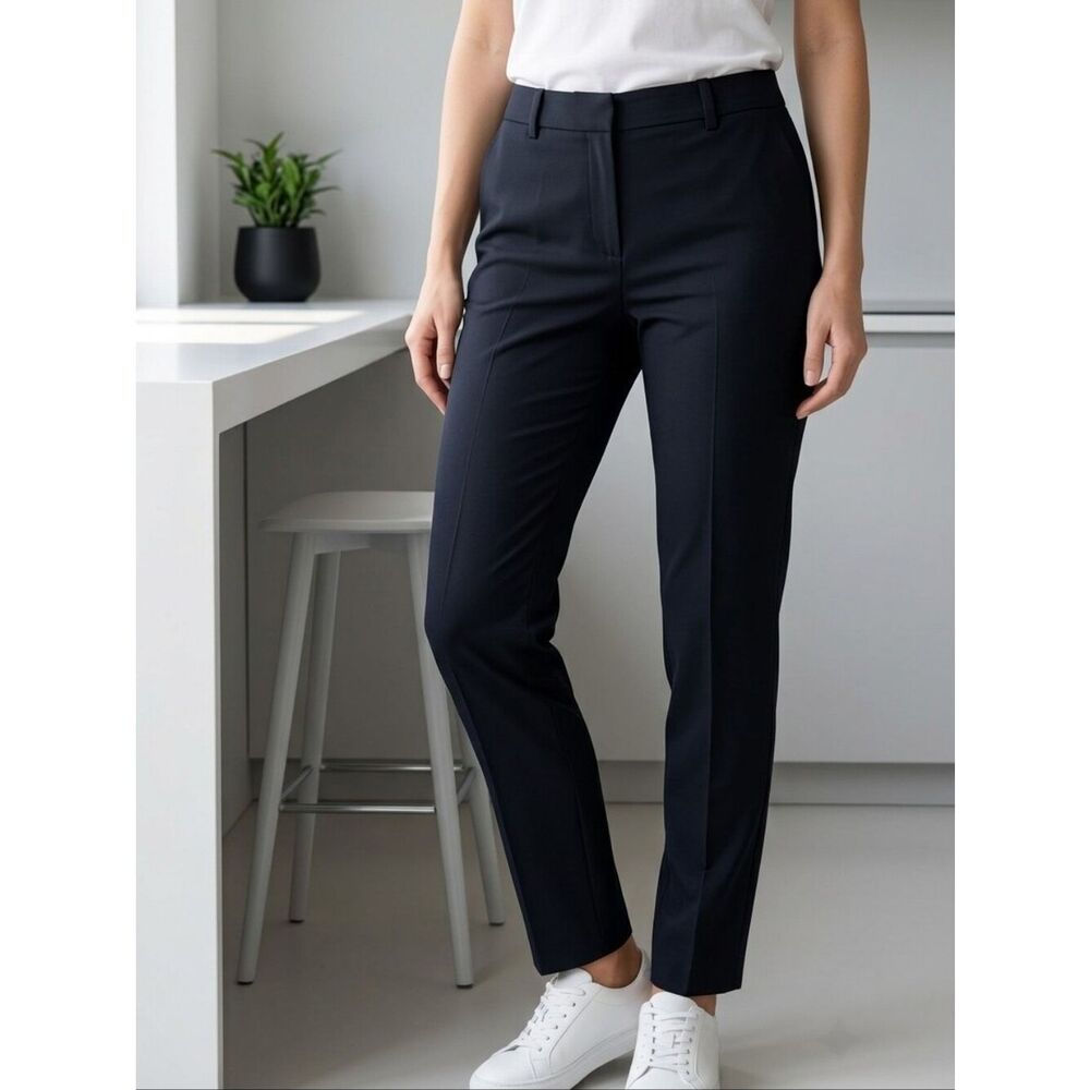 Land's End Women's Slim Fit Wool Blend Solid Black Work School Uniform Pants 6